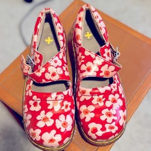 Dr. Martens Women's Red and Cream Mary janes